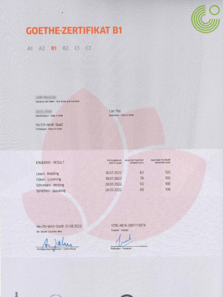 hình chứng chỉ B1